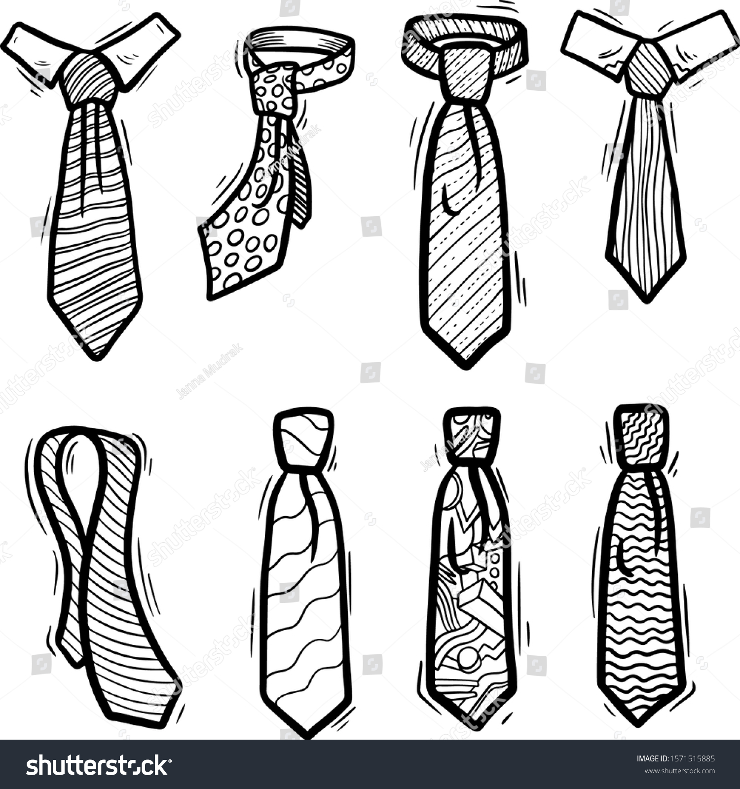 Elegant Ties Hand Drawn Silhouette Illustrations Stock Vector (Royalty ...