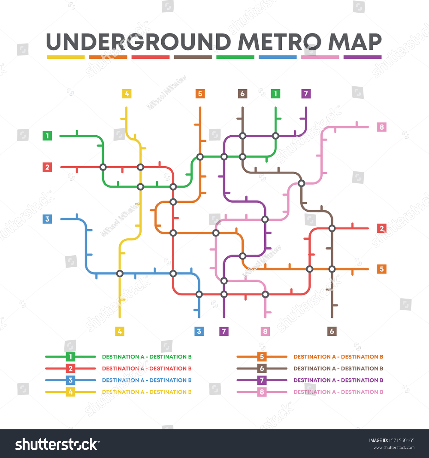 City Transportation Vector Scheme Metro Underground Stock Vector ...