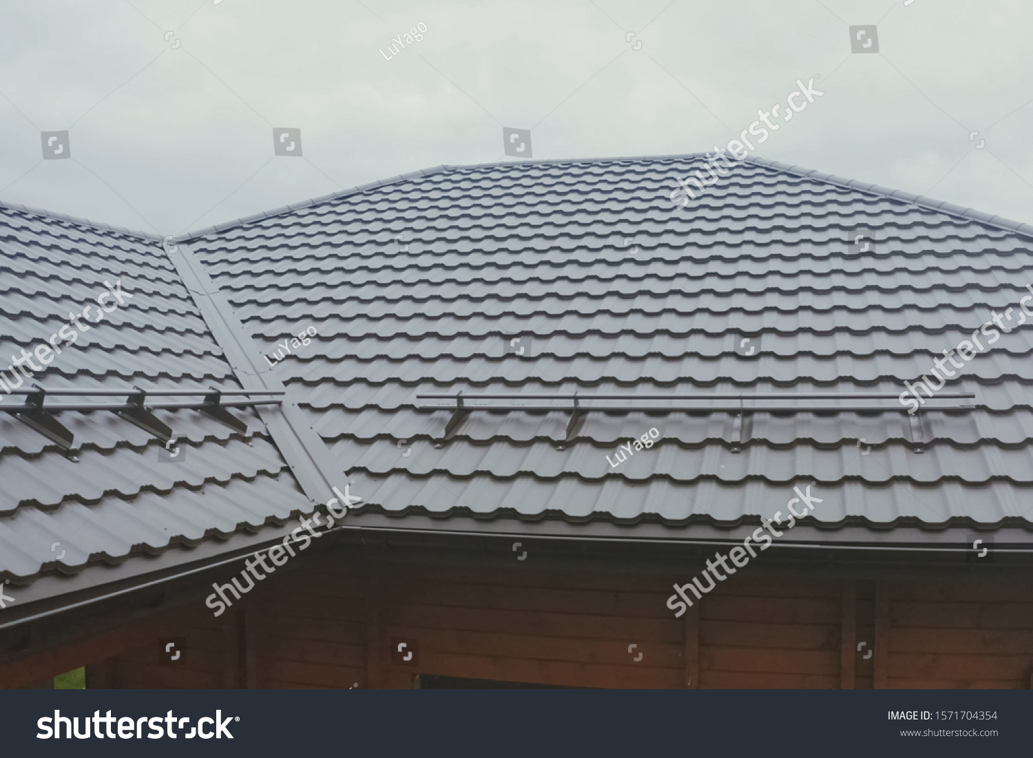 Modern Roof Made Metal Corrugated Metal Foto Stok 1571704354 | Shutterstock