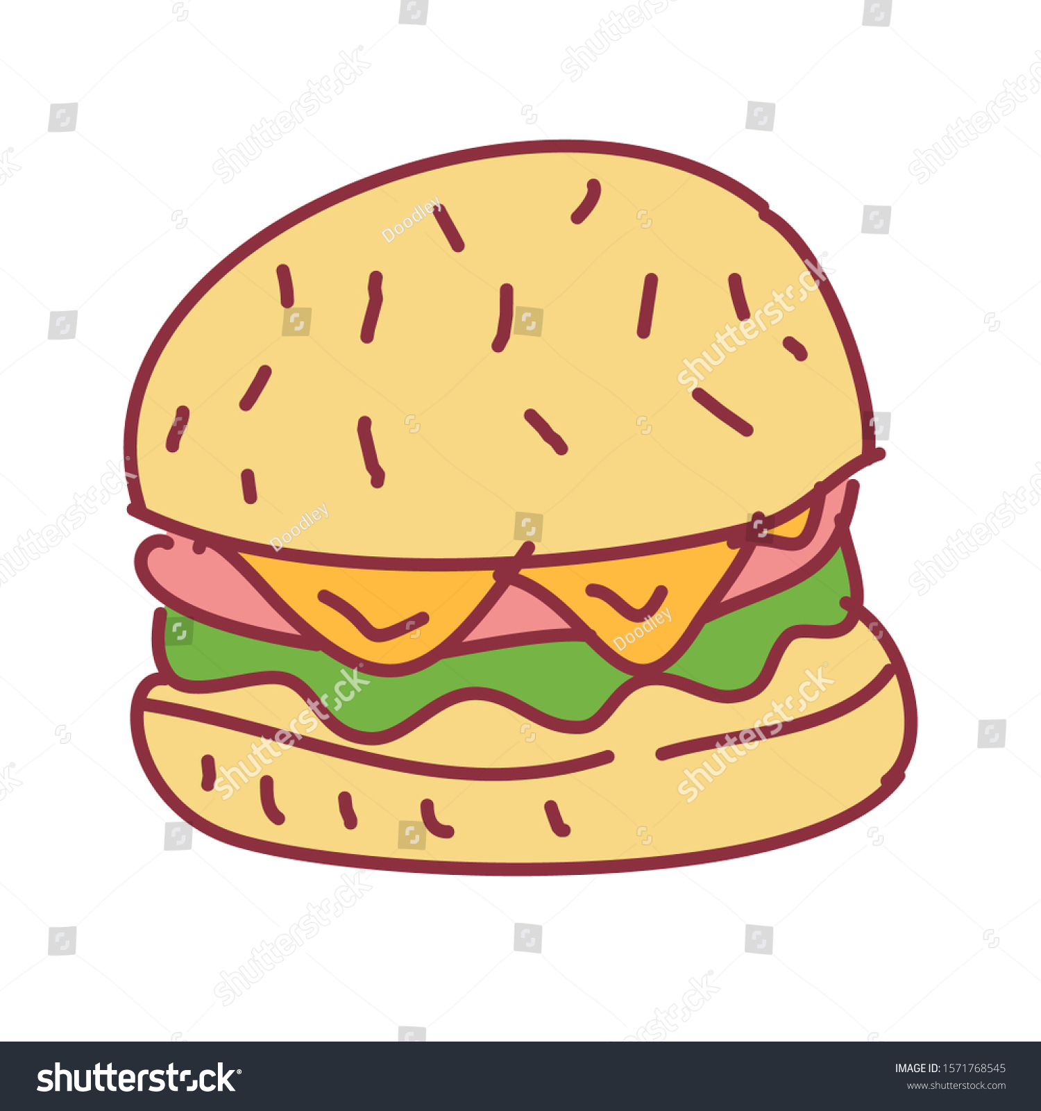 Hand Drawn Hamburger Doodle Illustration Stock Vector (Royalty Free ...