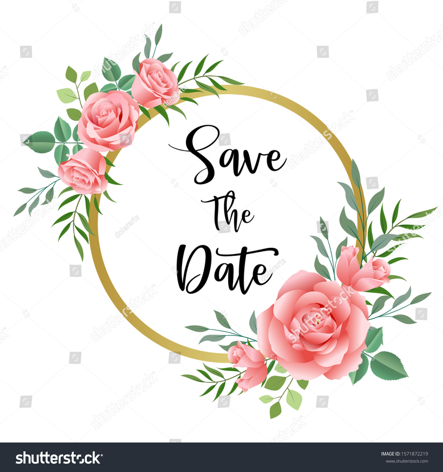 Wedding Floral Invite Invitation Save Date Stock Vector (Royalty Free ...