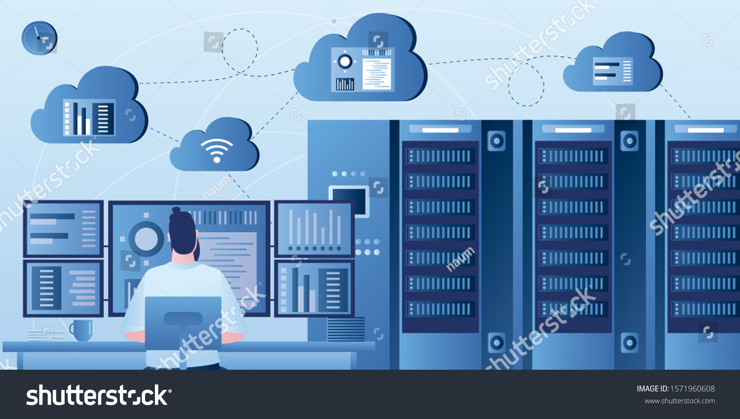 Big Data Analytics Cloud Computing Handsome Stock Vector Royalty Free 1571960608 Shutterstock 8575