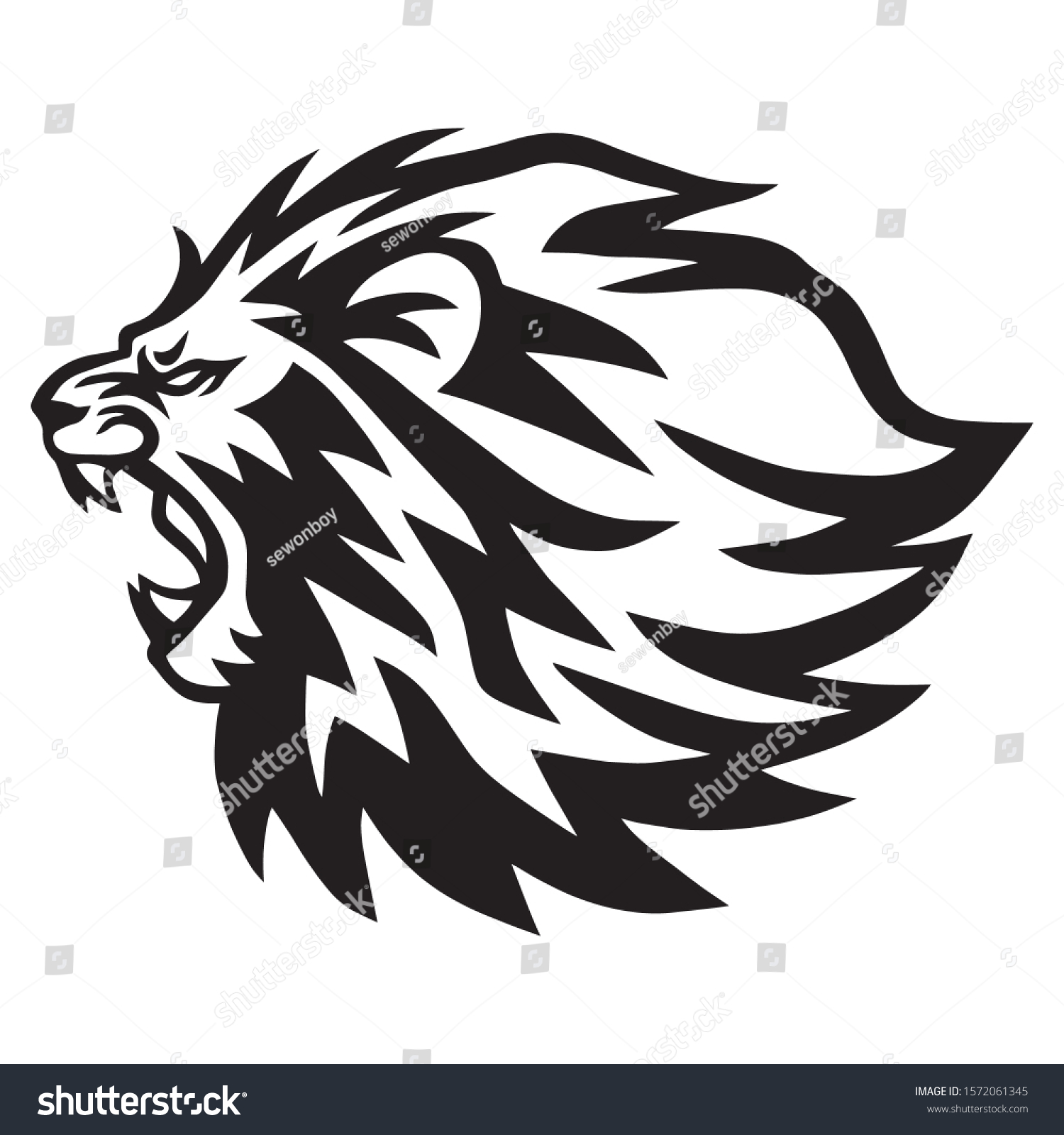 Angry Lion Logo Template Vector Line Stock Vector (Royalty Free ...