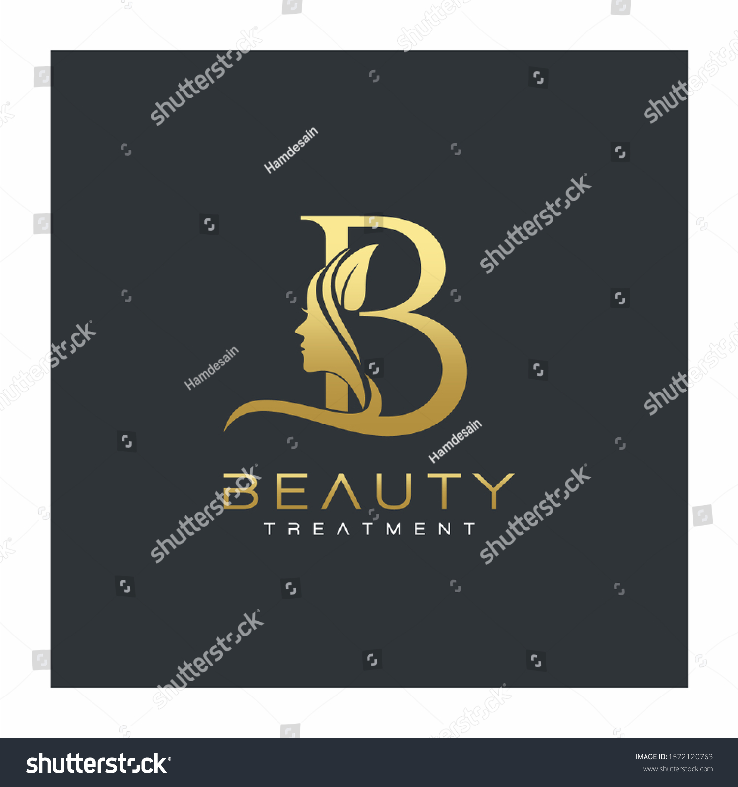 B Letter Luxury Beauty Face Logo Stock Vector (Royalty Free) 1572120763 ...