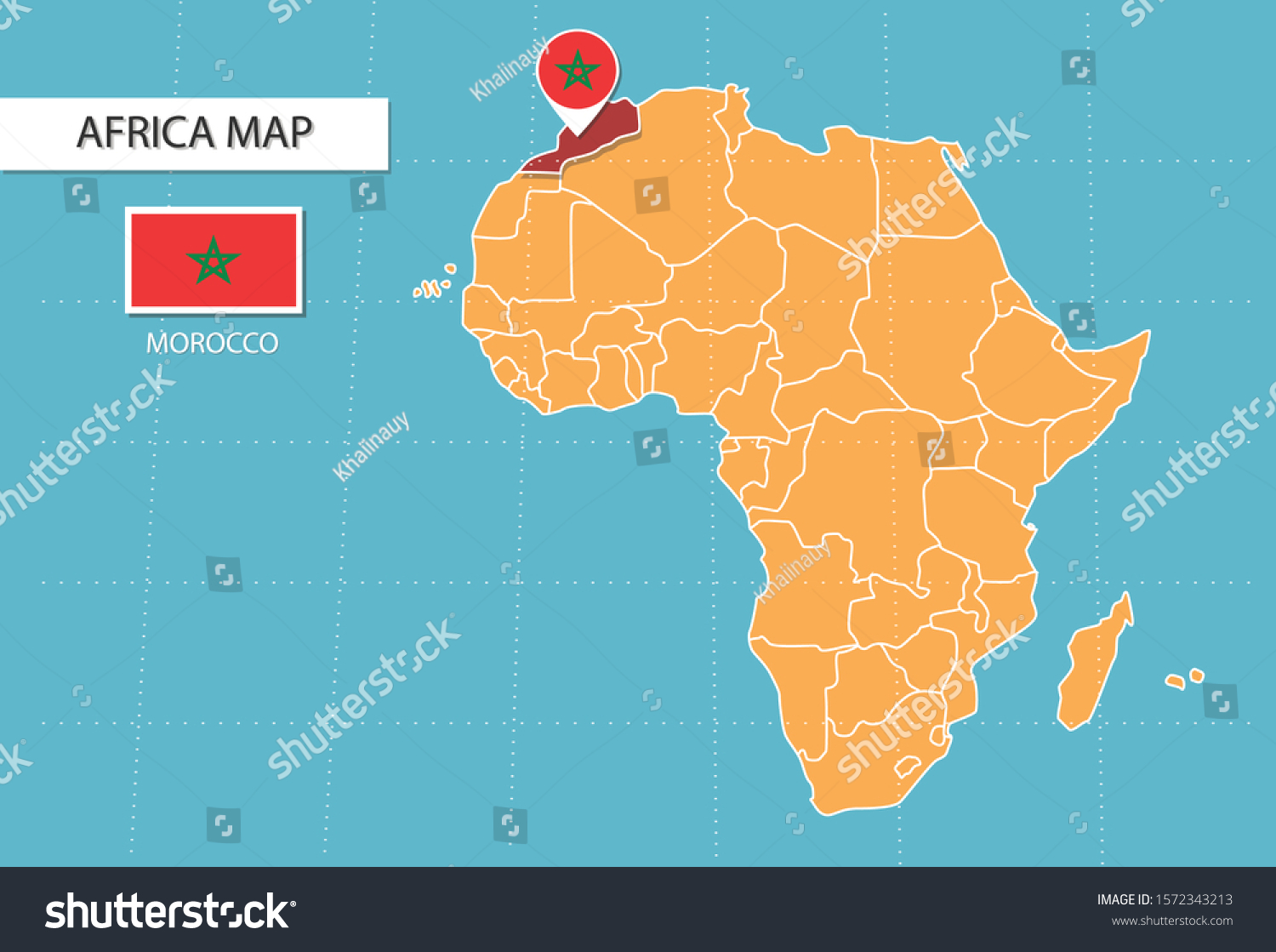 Stock Vektor Morocco Map Africa Icons Showing Morocco Bez Autorsk Ch Stock Vector Morocco Map In Africa Icons Showing Morocco Location And Flags 1572343213