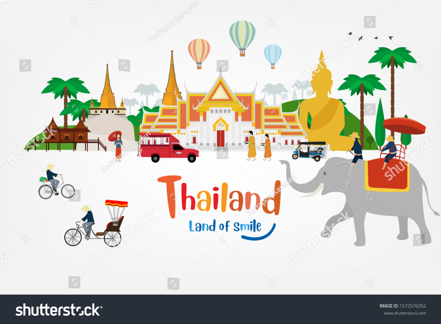 Thailand Land Fo Smile Attractions Landmarks: Stock-Vektorgrafik (Lizenzfrei) 1572576352 