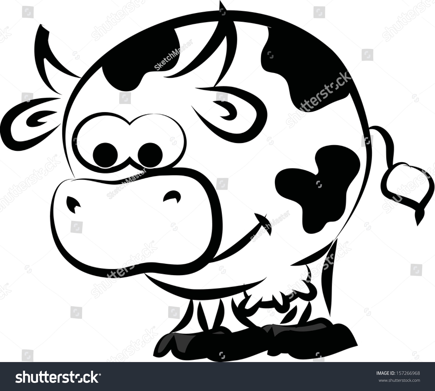 Cartoon Cow Coloring Vector Stock Vector (Royalty Free) 157266968 ...