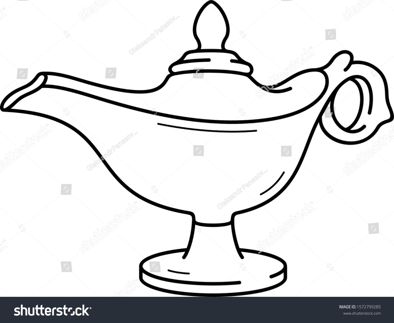 Arabian Aladdin Lamp Vector Outline Icon Stock Vector (Royalty Free ...