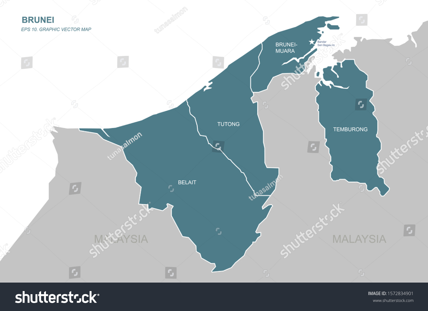 Vector Brunei Map Asia Countries Map Vector De Stock Libre De Stock Vector Vector Of Brunei Map Asia Countries Map 1572834901
