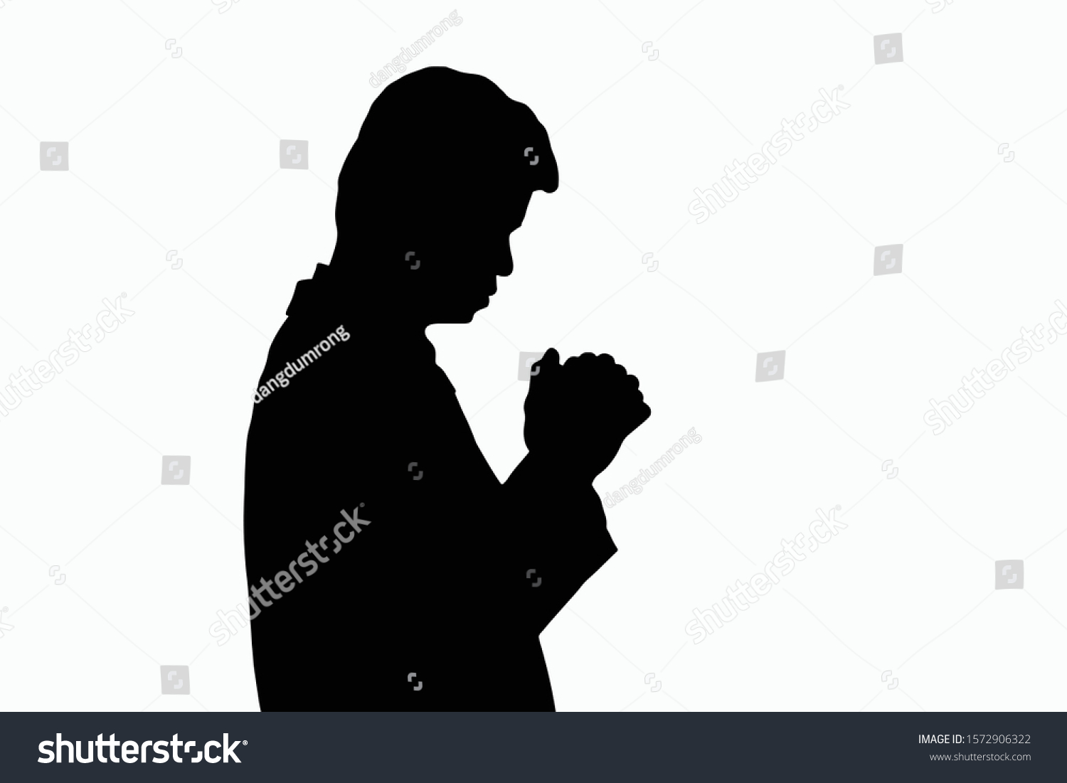 Silhouette Blessing Hand Pray God Isolated Stock Vector (Royalty Free ...