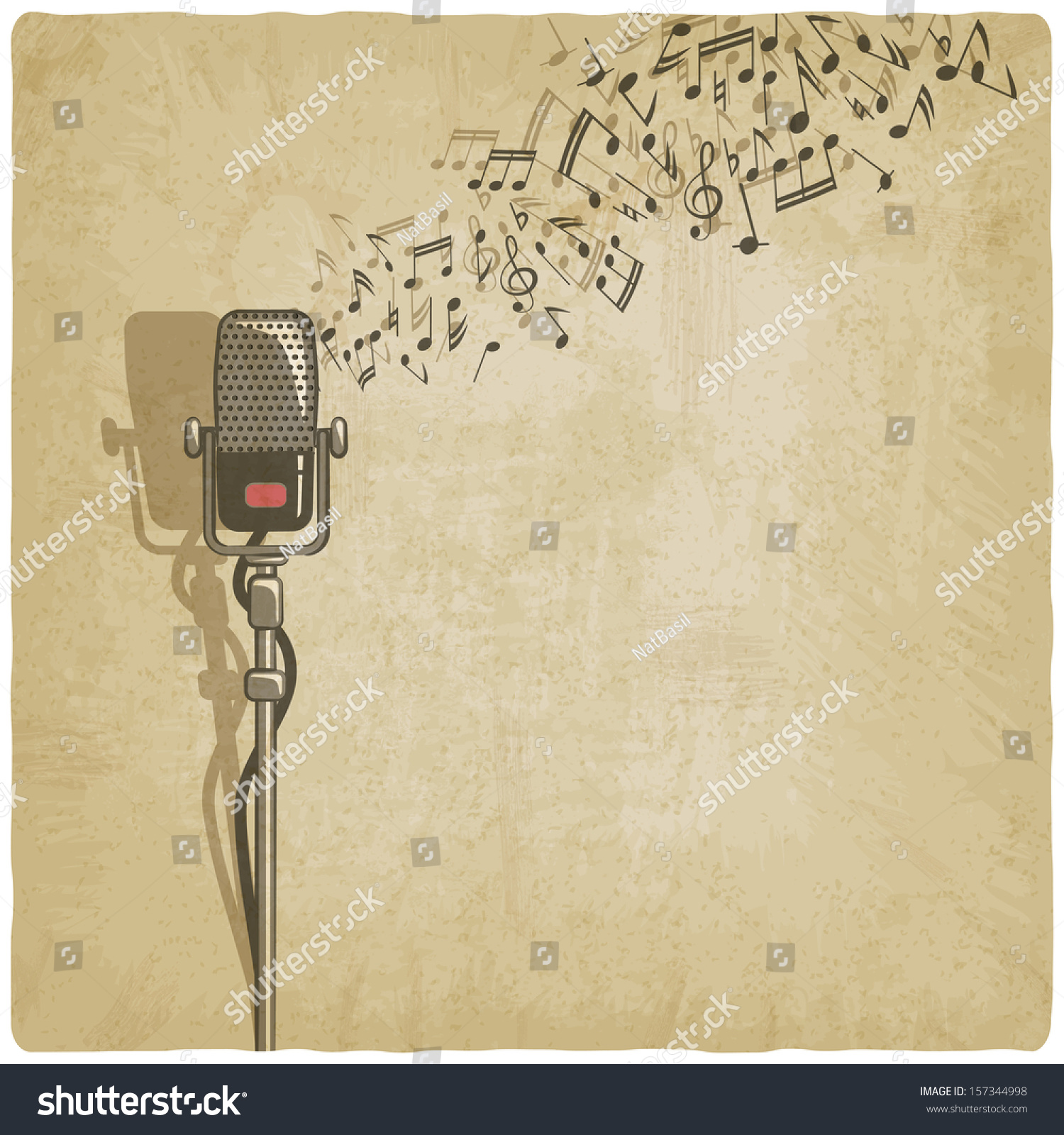 Vintage Background Microphone Vector Illustration Stock Vector (Royalty ...