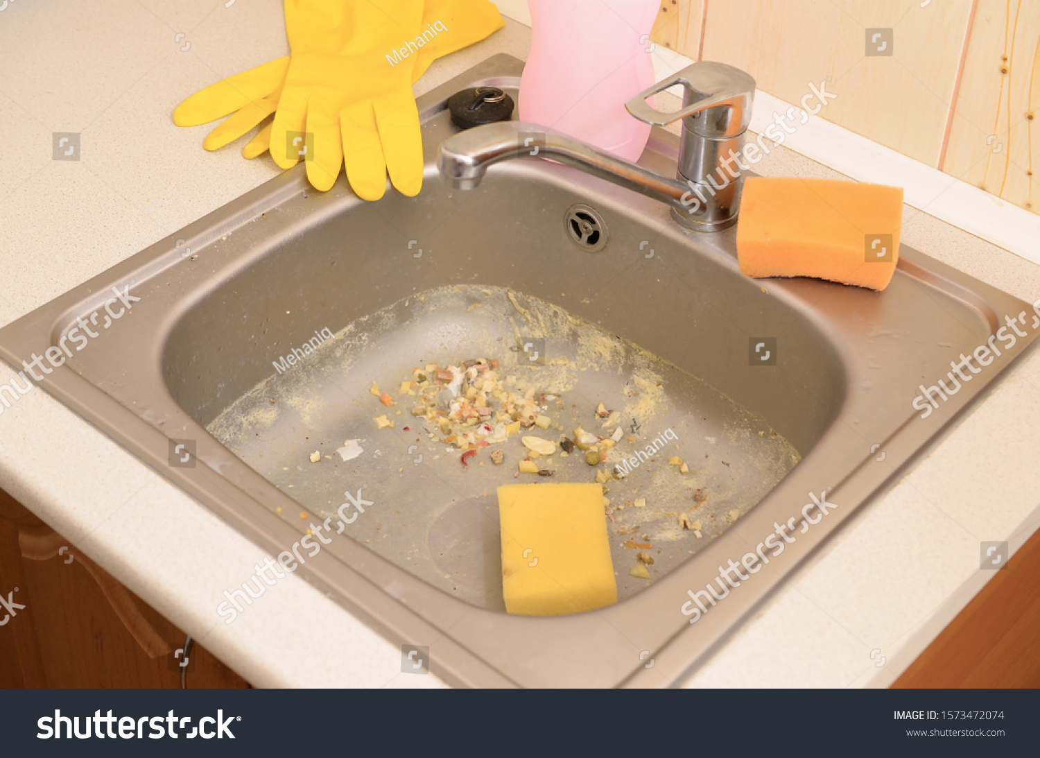 14 573 Kitchen Sink Drain Images Stock Photos Vectors Shutterstock   Stock Photo Close Up On Dirty Clogging Kitchen Sink Drain With Food Particles 1573472074 