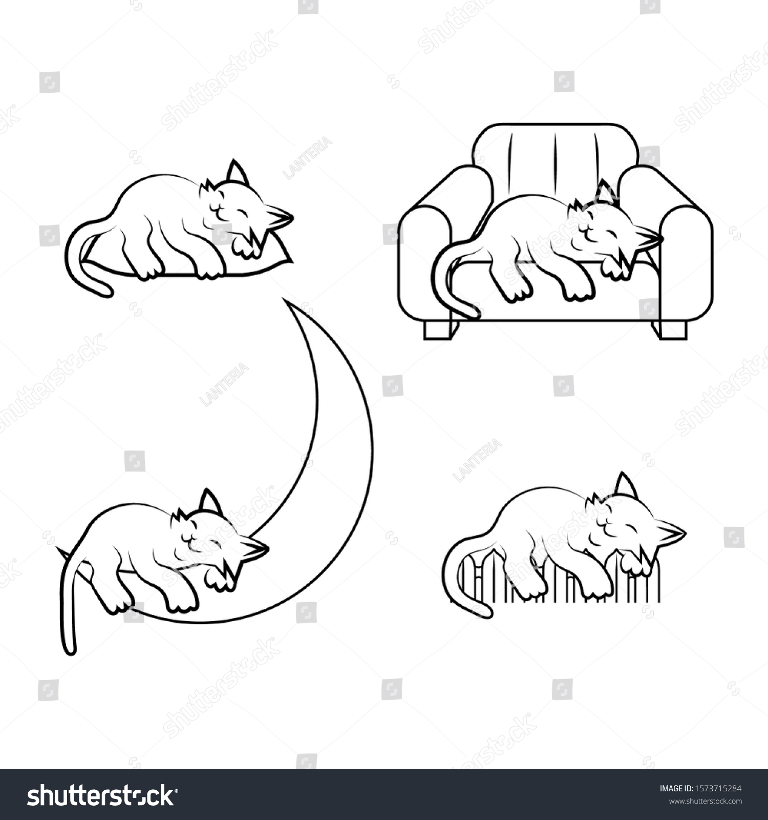 Set Sleeping Cat Vector Illustration Stock Vector Royalty Free Shutterstock