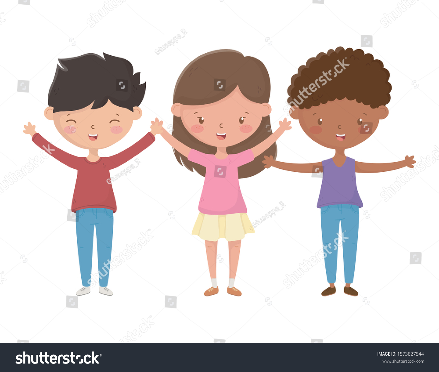 Girl Boys Cartoons Design Kids Friendship Stock Vector (Royalty Free ...