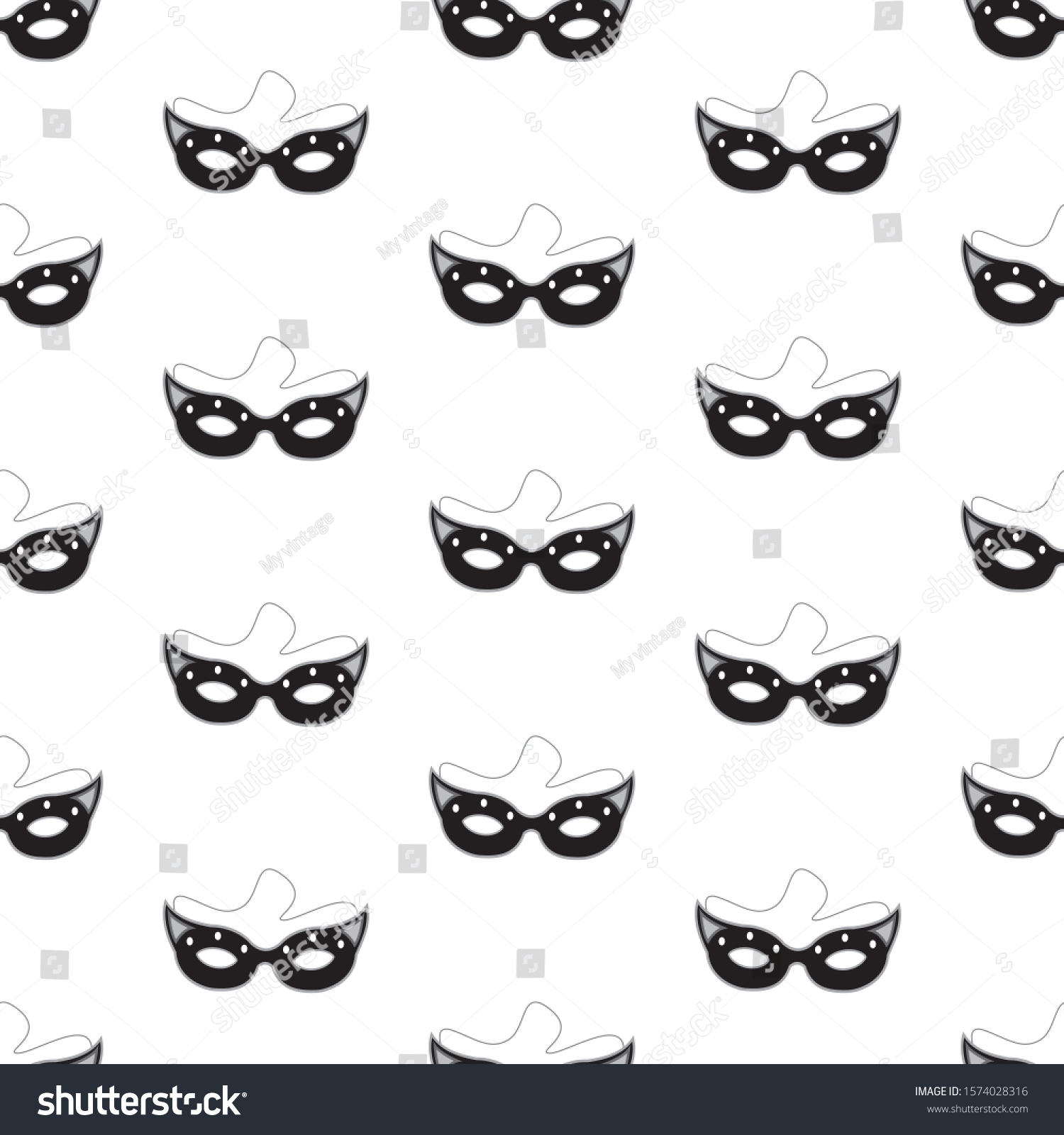 Vector Seamless Pattern Cute Mask Pattern Stock Vector (Royalty Free ...