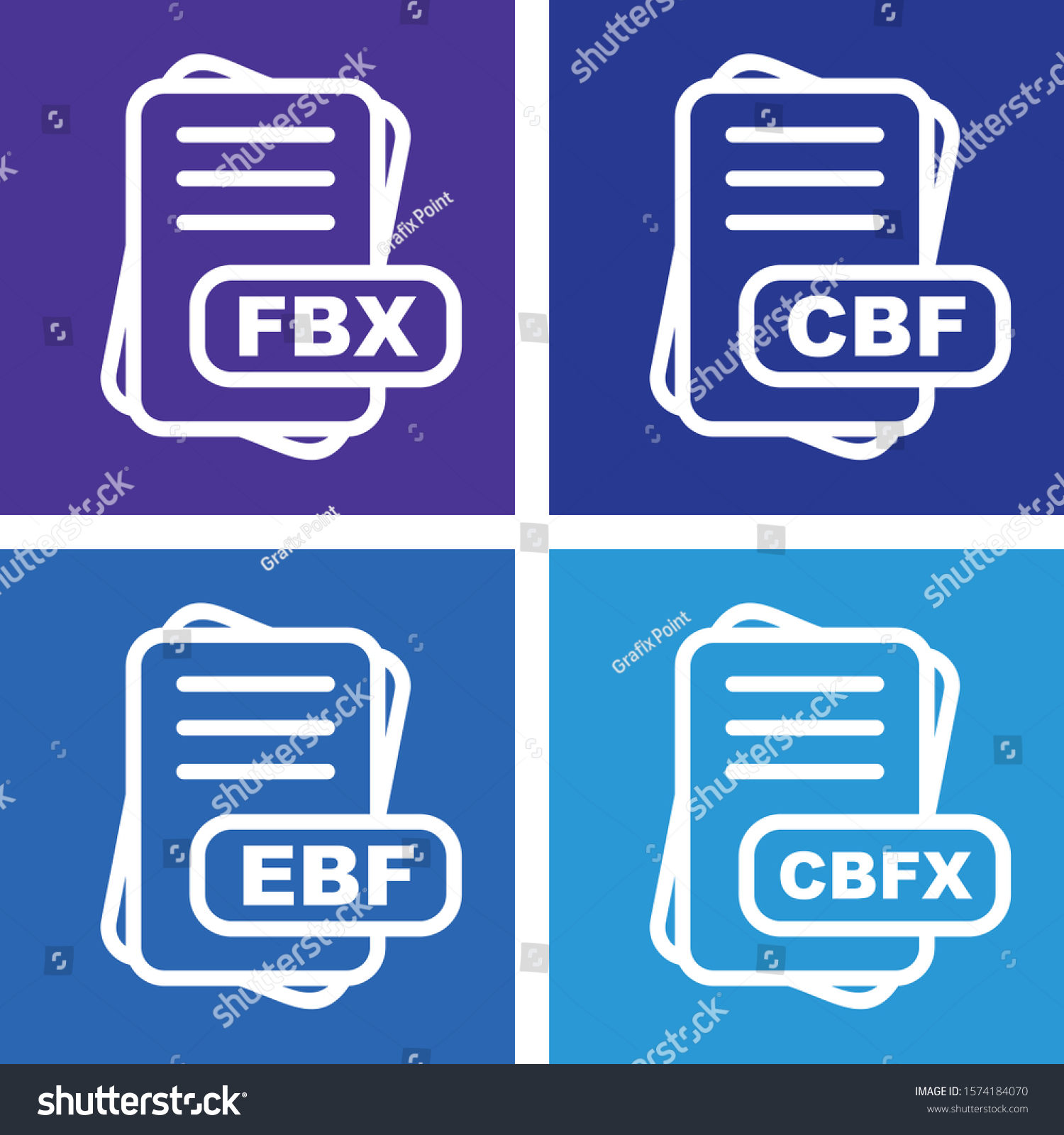 Set File Format 4 Icons Stock Vector (Royalty Free) 1574184070