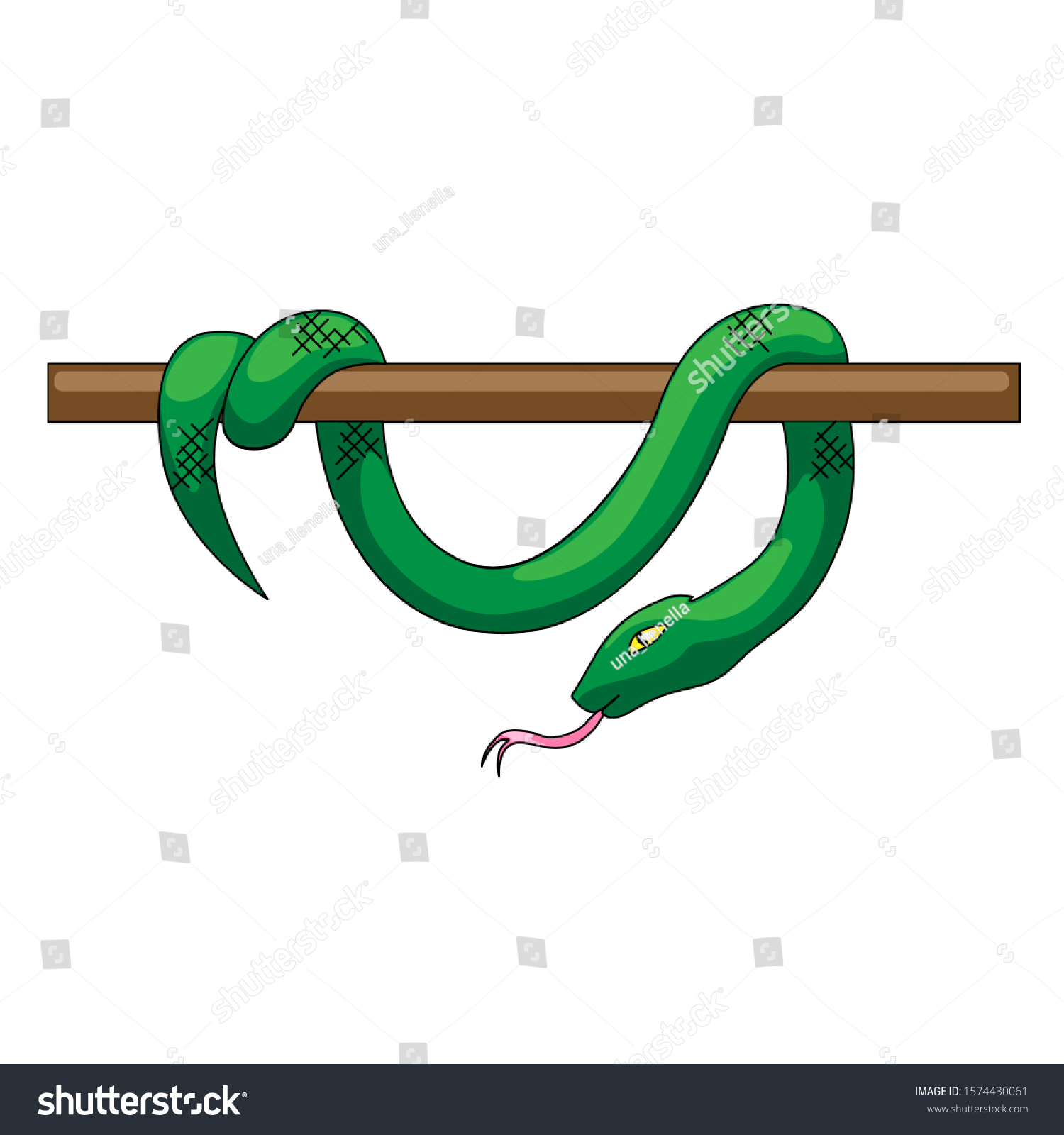 Green Snake Vector Illustration Isolated On Stock Vector (Royalty Free ...