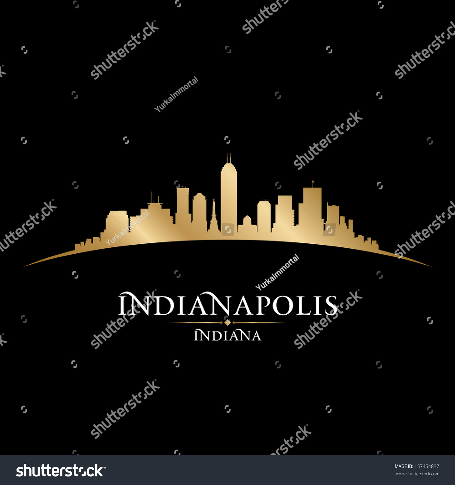 Indianapolis Indiana City Skyline Silhouette Vector Stock Vector ...