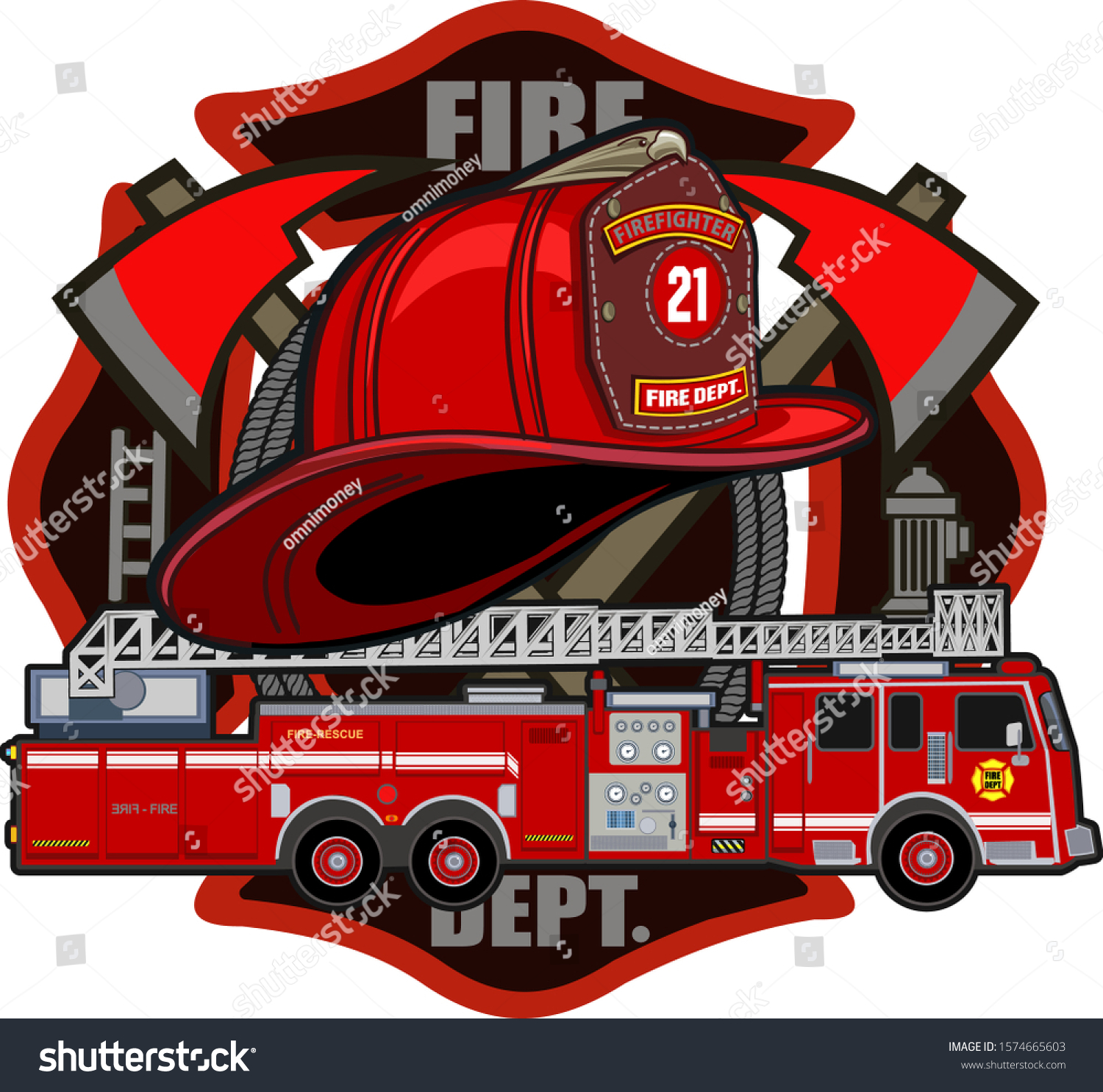 Fire Department Cross Volunteer Red Helmet Stock Vector Royalty Free 1574665603 Shutterstock 