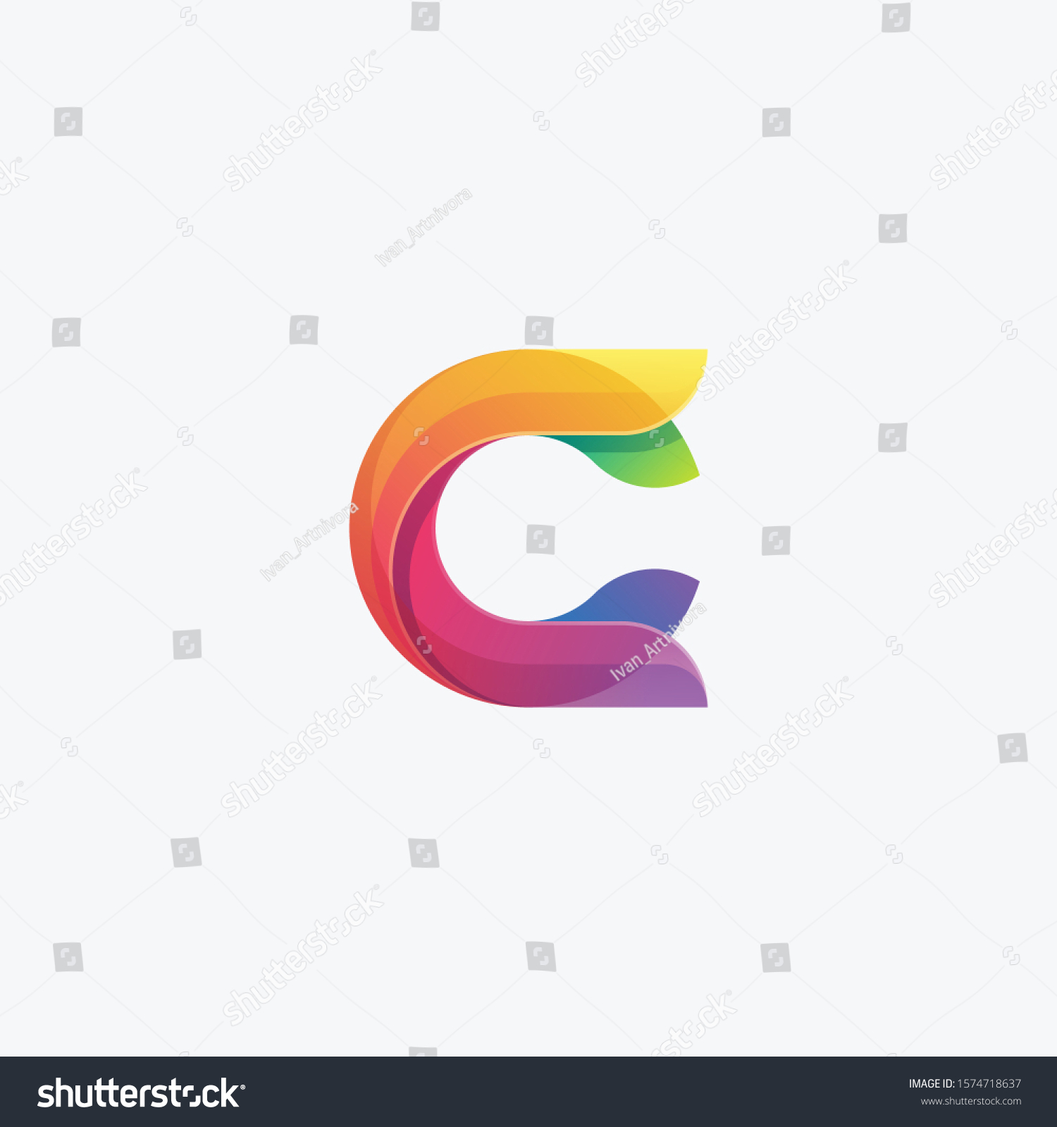 Letter C Icon Colorful Gradient Vector Stock Vector (Royalty Free ...