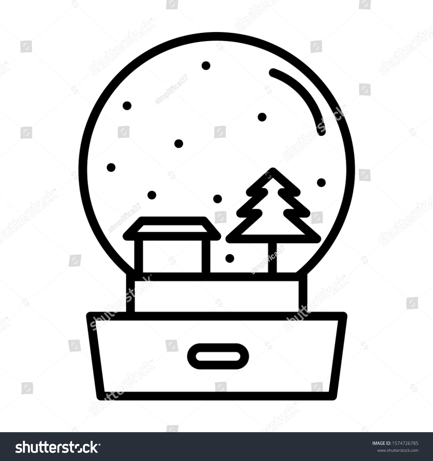 Snow Globe Illustration Black Line Icon Stock Illustration 1574726785 ...