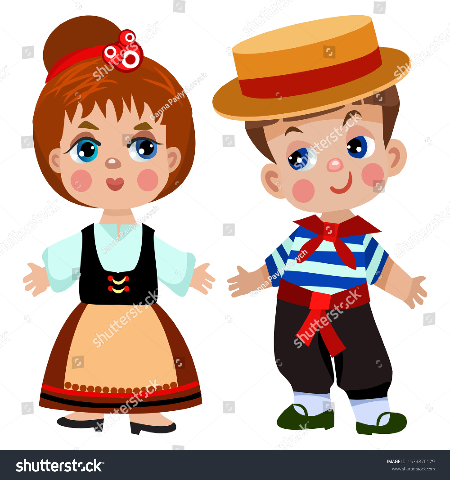 Cartoon Children Traditional Dress Isolated On Stock Illustration ...