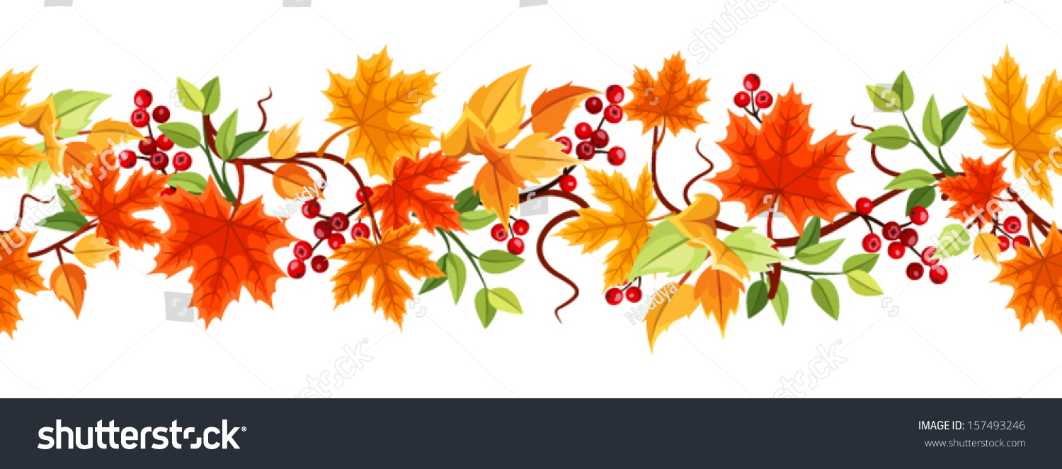 Horizontal Seamless Background Autumn Leaves Vector Stock Vector ...