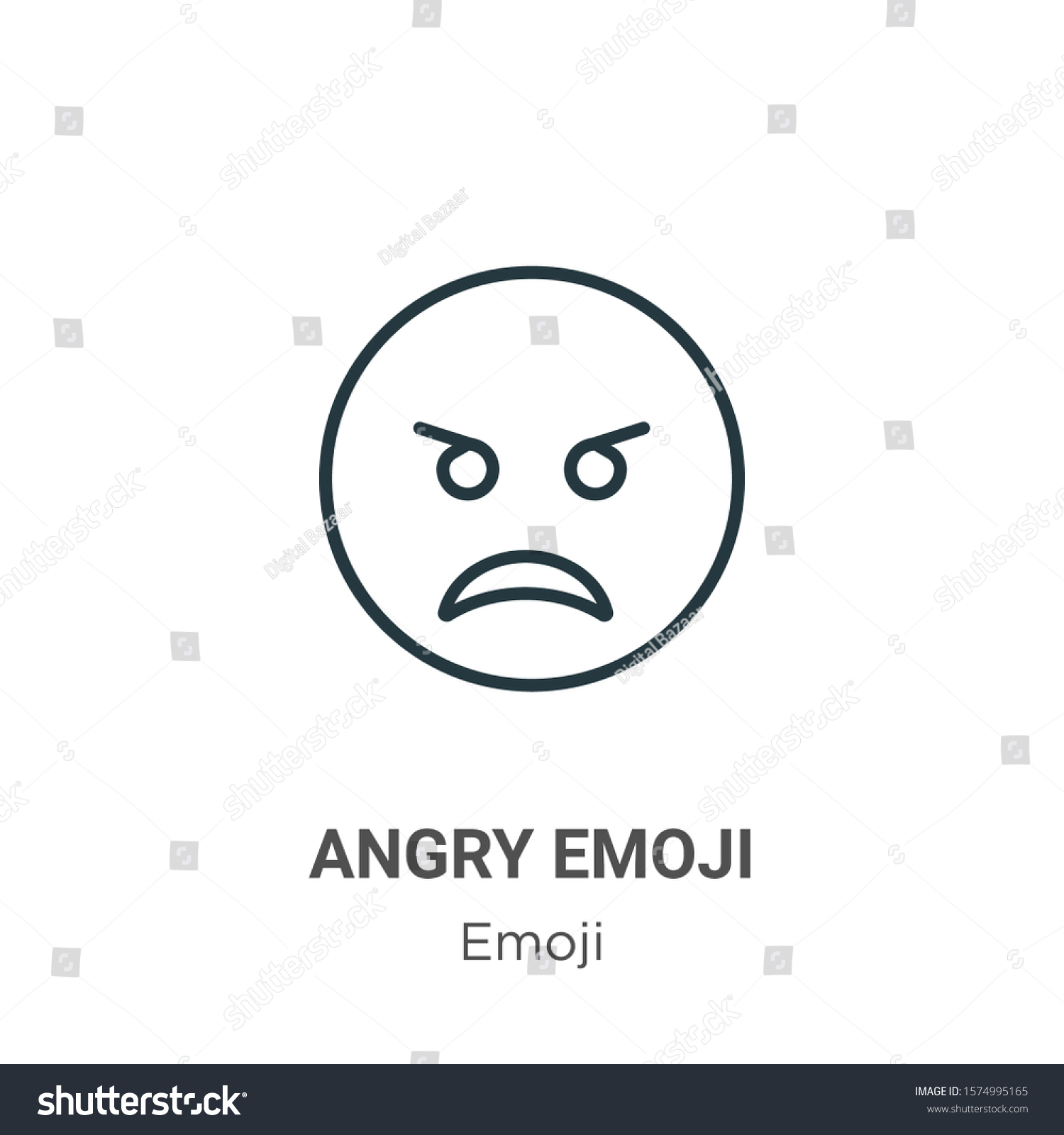 Angry Emoji Outline Vector Icon Thin Stock Vector (Royalty Free ...