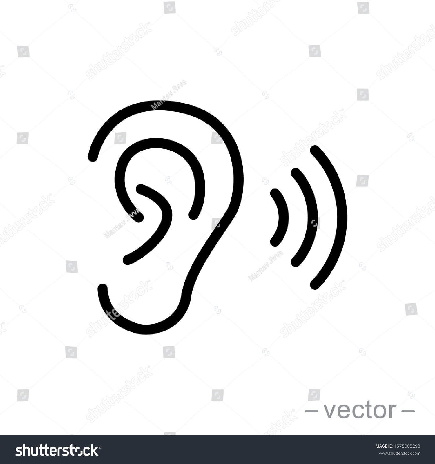 Ear Vector Icon Hearing Symbol Simple Stock Vector (Royalty Free ...