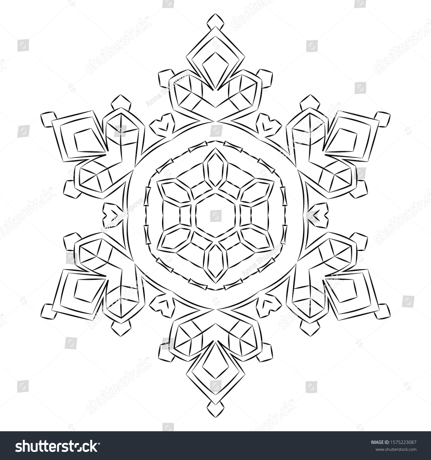 Snowflake Line Drawing Vector Illustration Stock Vector (Royalty Free ...