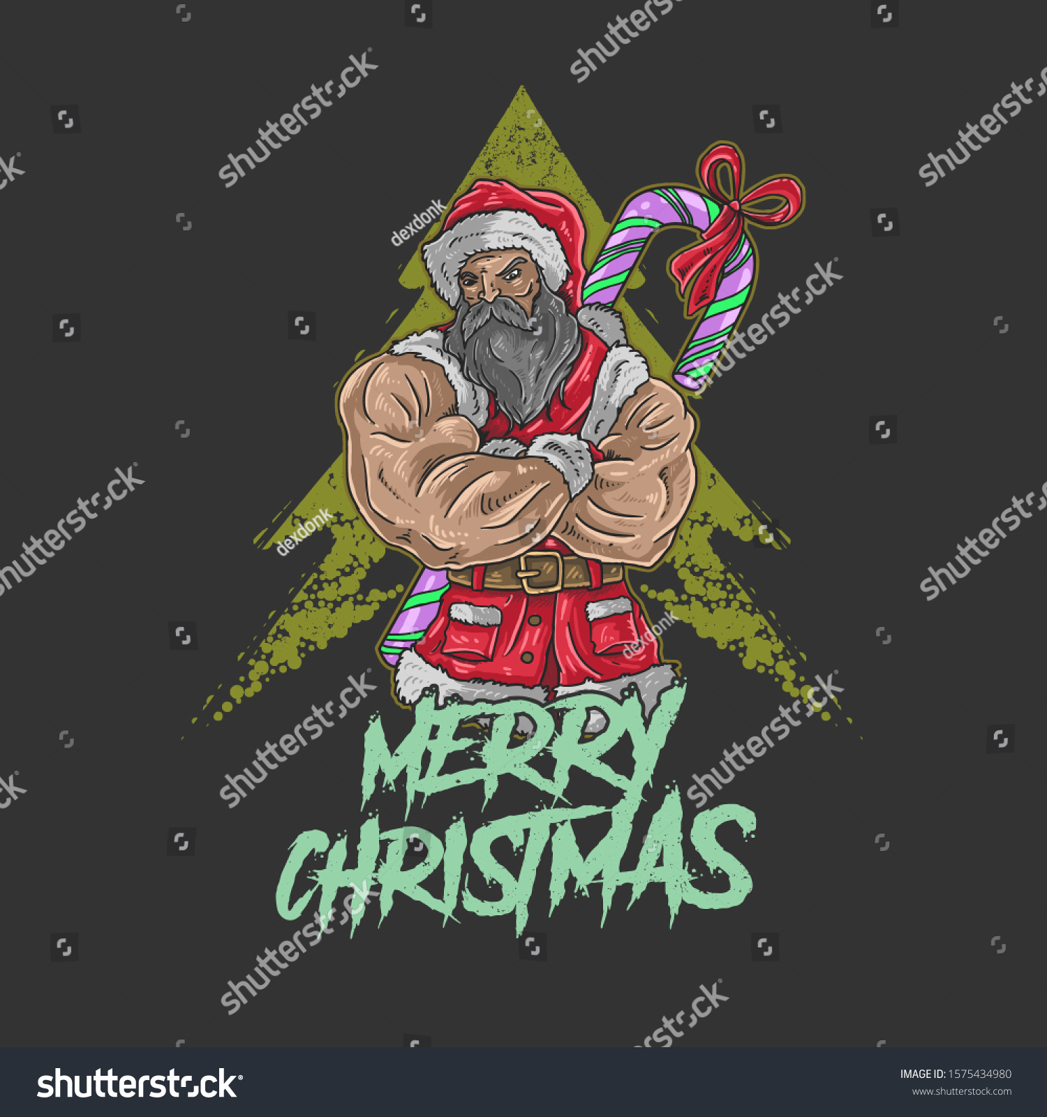 Santa Claus Big Muscle Illustration Vector Stock Vector Royalty Free Shutterstock