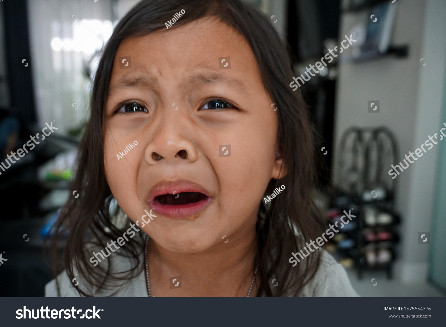 Portrait Little Girl Crying Tears Stock Photo 1575654376 | Shutterstock