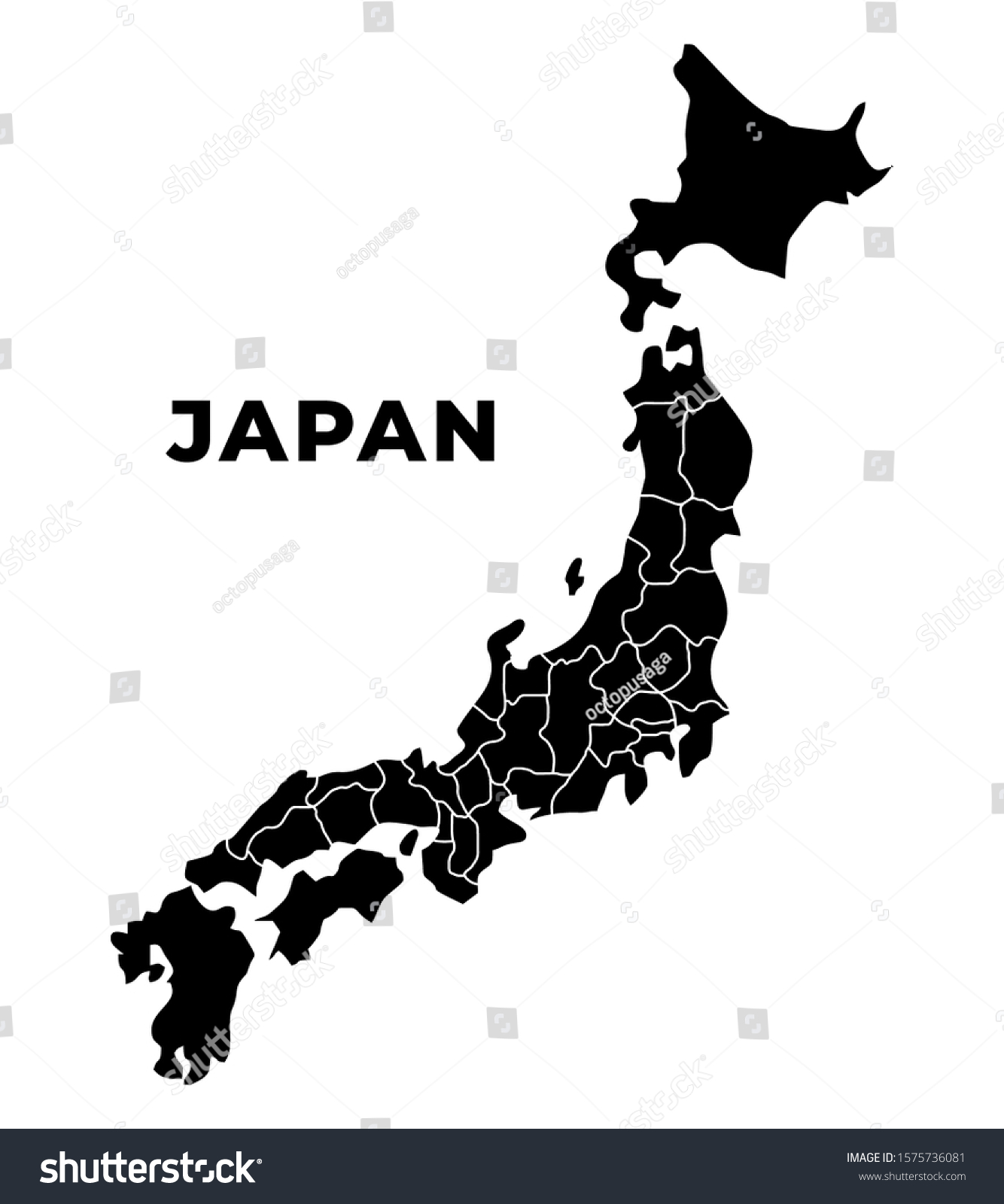 Japan Blank Map Regions Prefectures Border 1575736081 Stock Vector Japan Blank Map Regions And Prefectures With Border Black Silhouette Vector Map Of The Regions 1575736081
