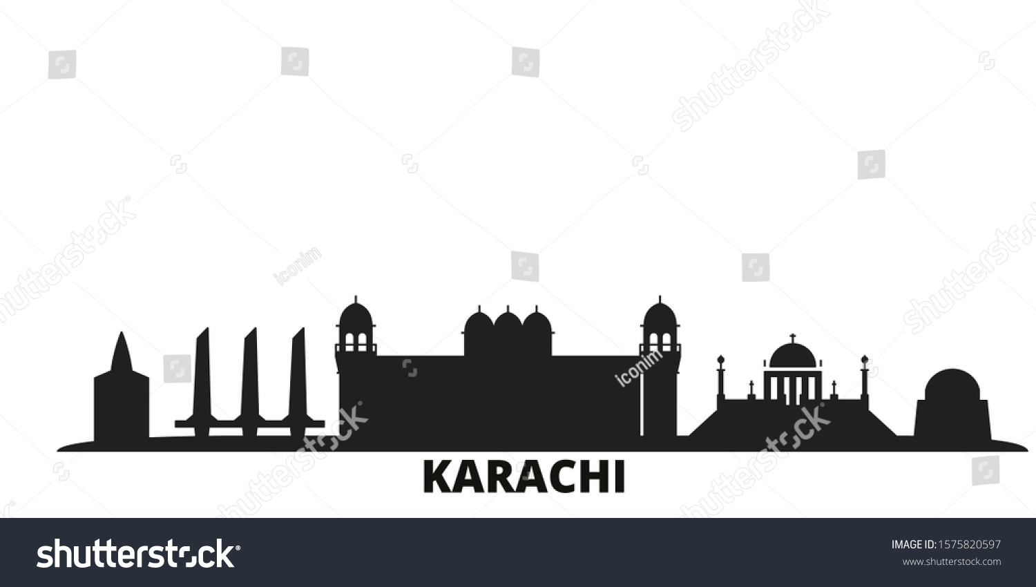 Pakistan Karachi City Skyline Isolated Vector Stock Vector (Royalty ...