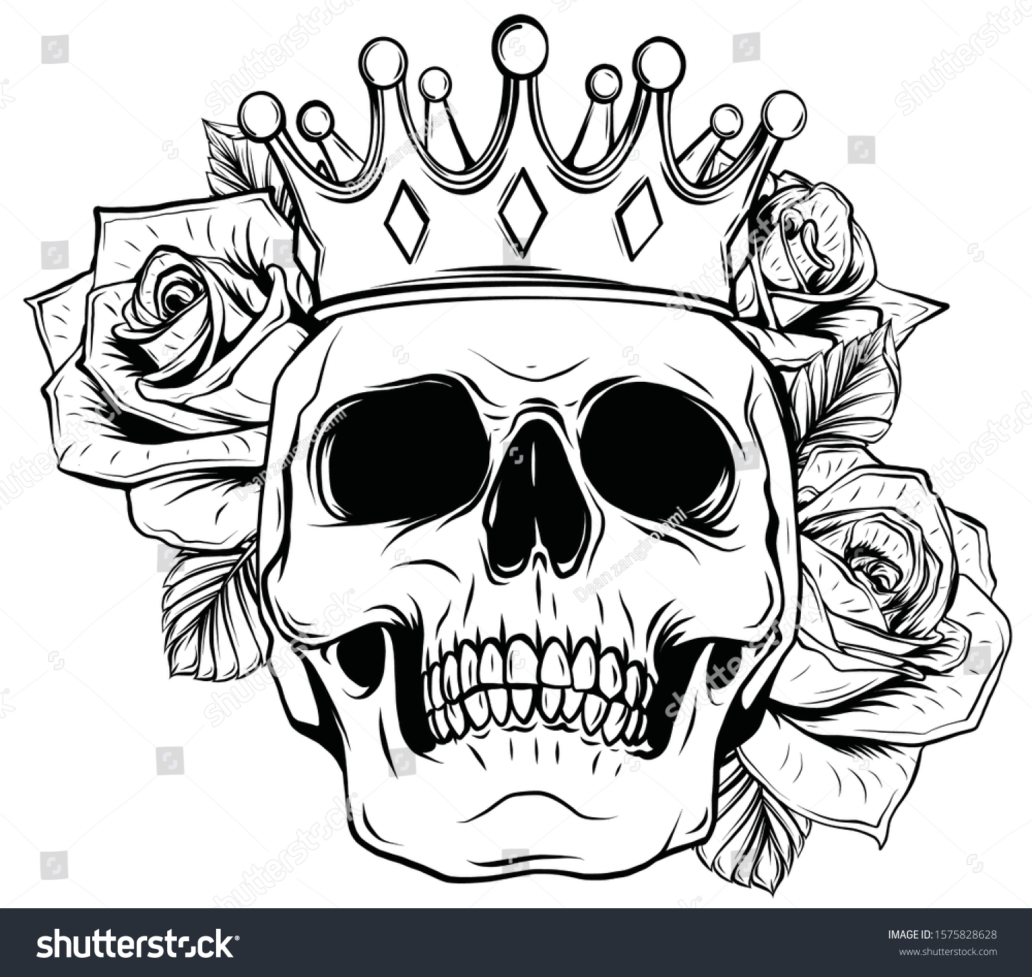 King Death Portrait Skull Crown Lipstick Stock Vector (Royalty Free ...