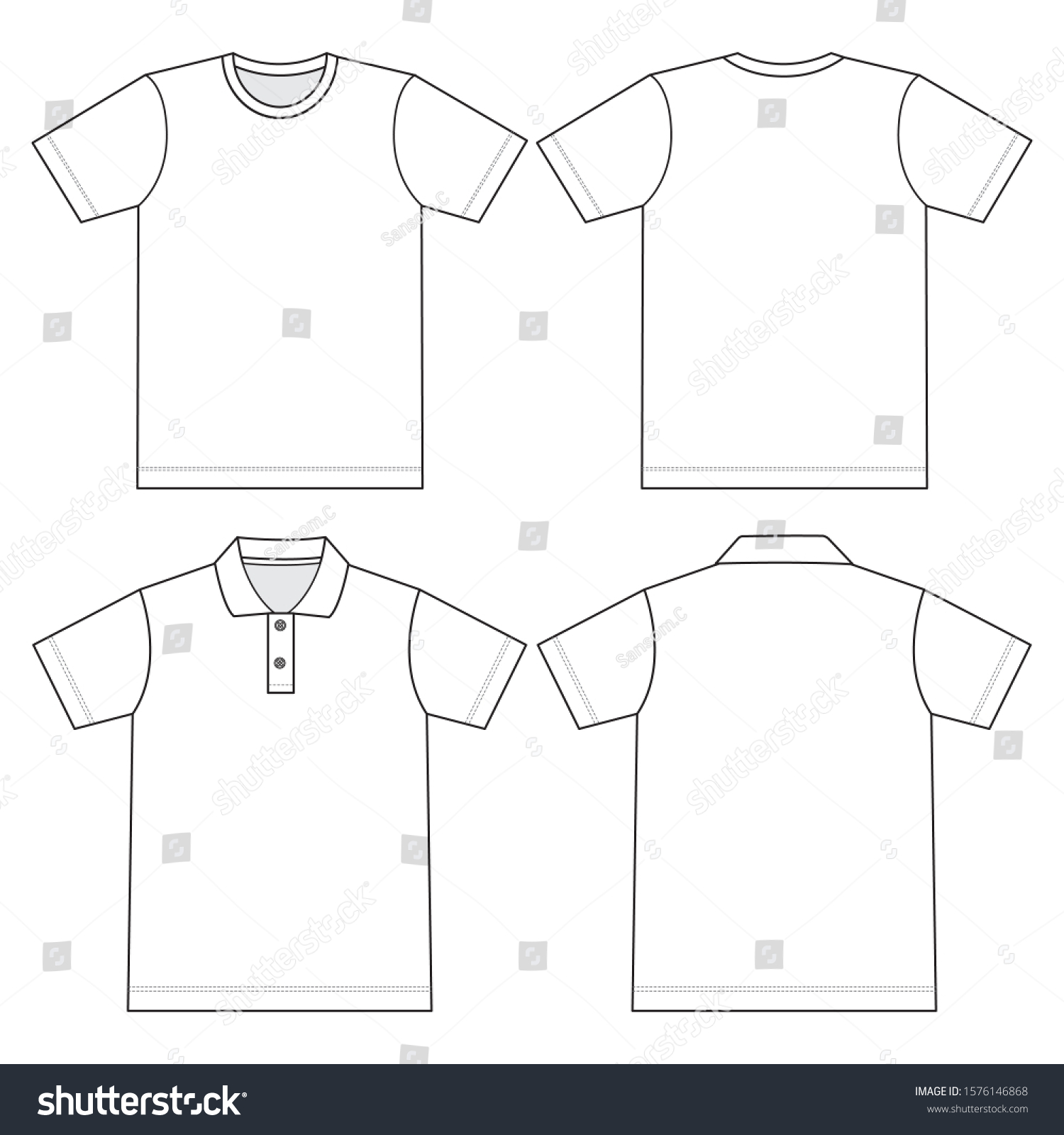 Blank White Tshirt Polo Shirt Vector Stock Vector (Royalty Free ...