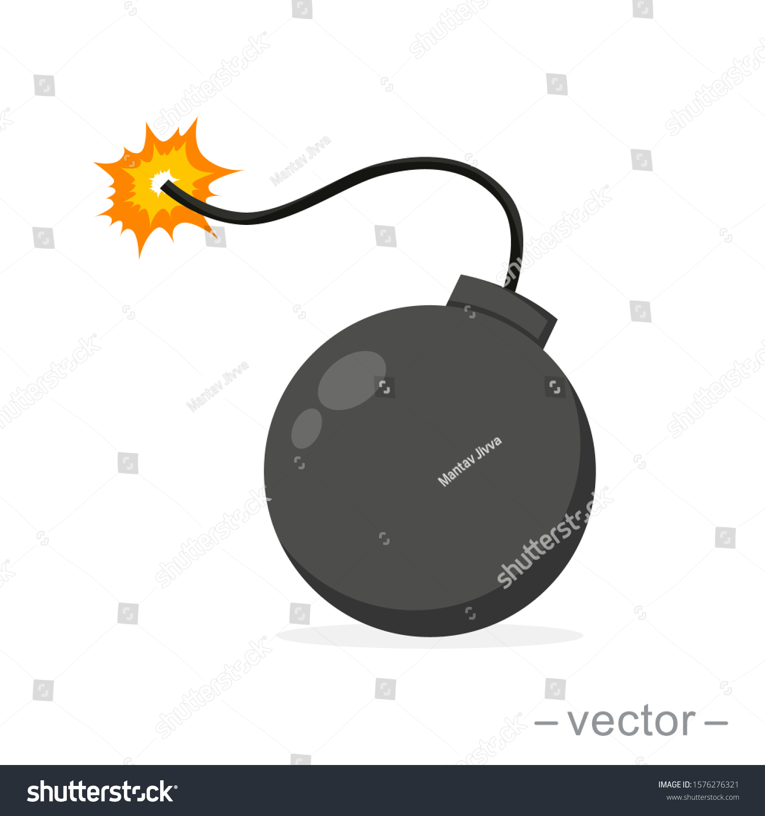 Bomb Burning Wick On White Background Stock Vector (Royalty Free ...