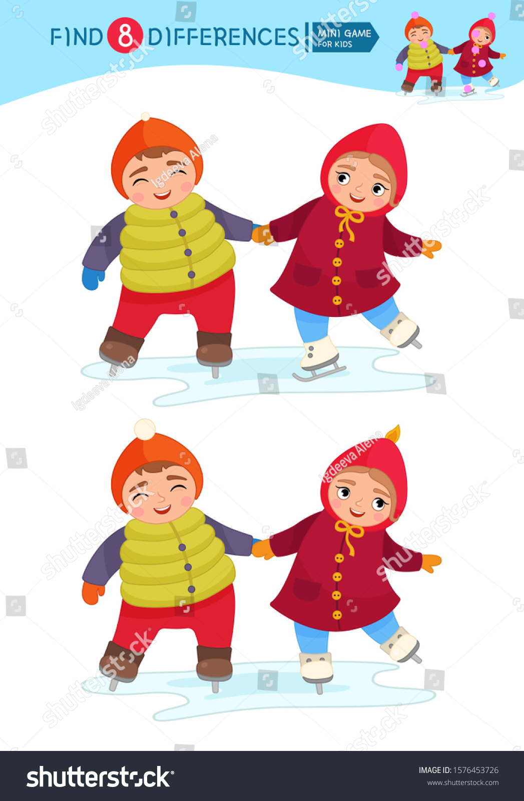 Find Differences Educational Game Children Cartoon Stock Vector ...