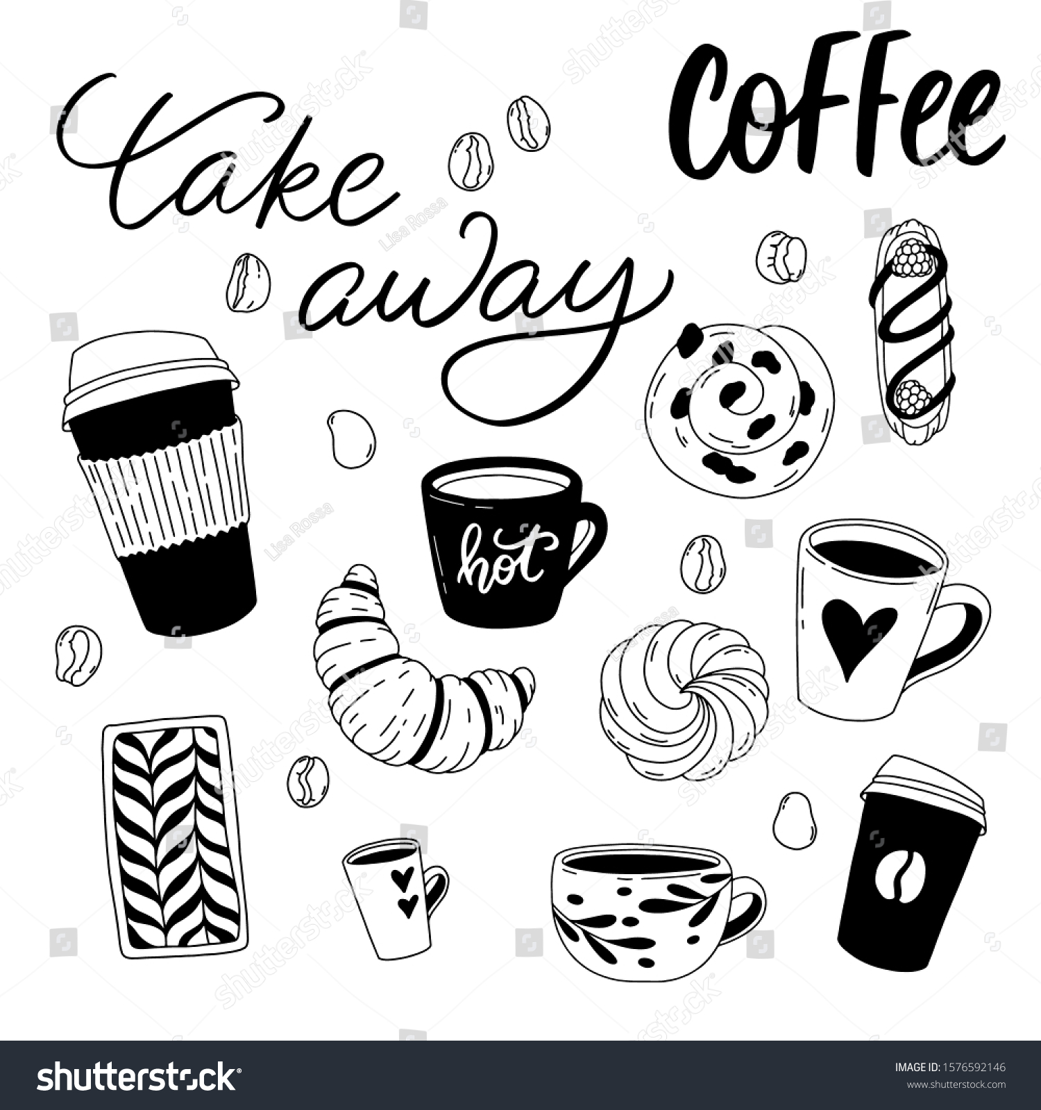 Coffe Take Away Vector Set Elegant Stock Vector (Royalty Free ...