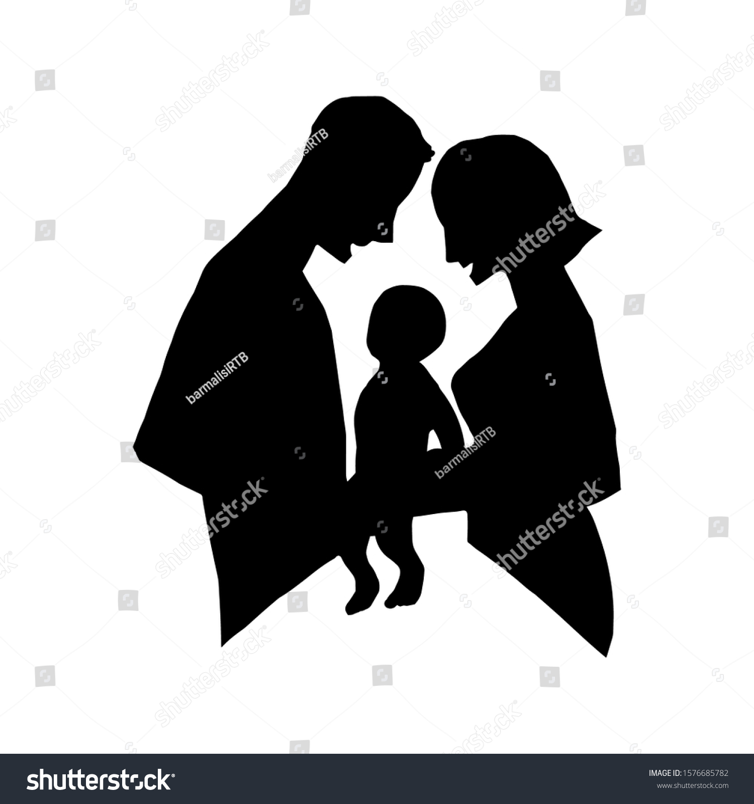 black family silhouette vector