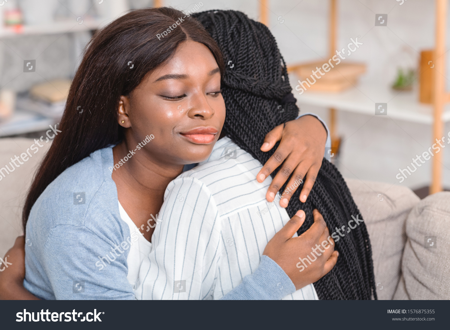 Hypocrisy Friendship Concept Afro Girl Hugging Stock Photo 1576875355 ...