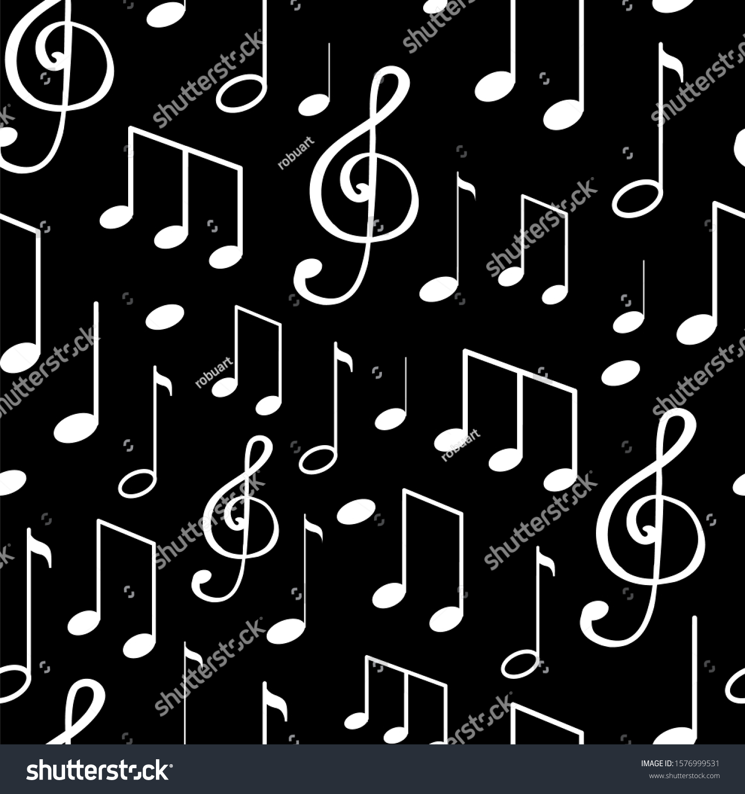 Music Notes Notation Sketches Seamless Pattern Stock Illustration ...
