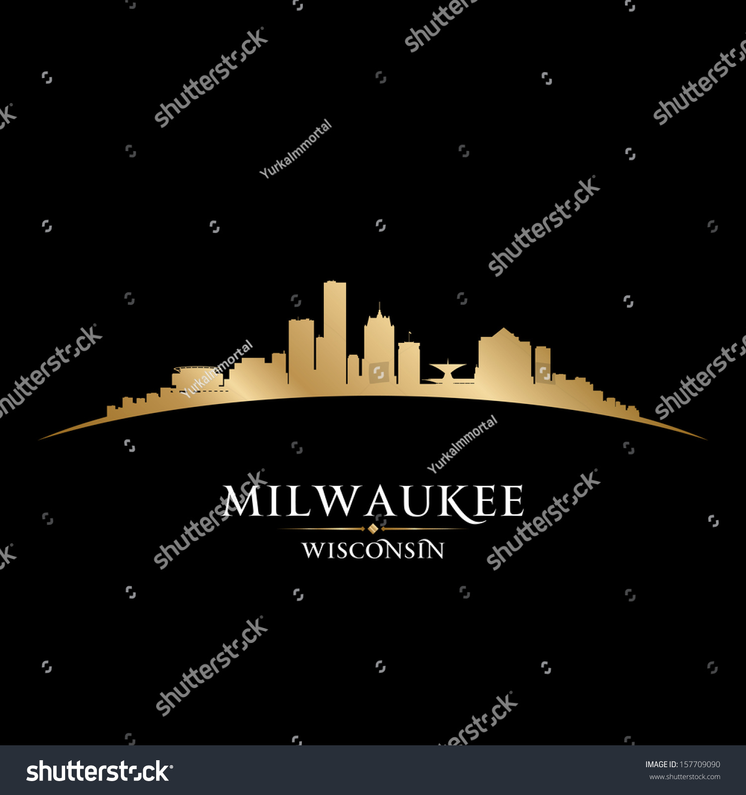 Milwaukee Wisconsin City Skyline Silhouette Vector Stock Vector ...