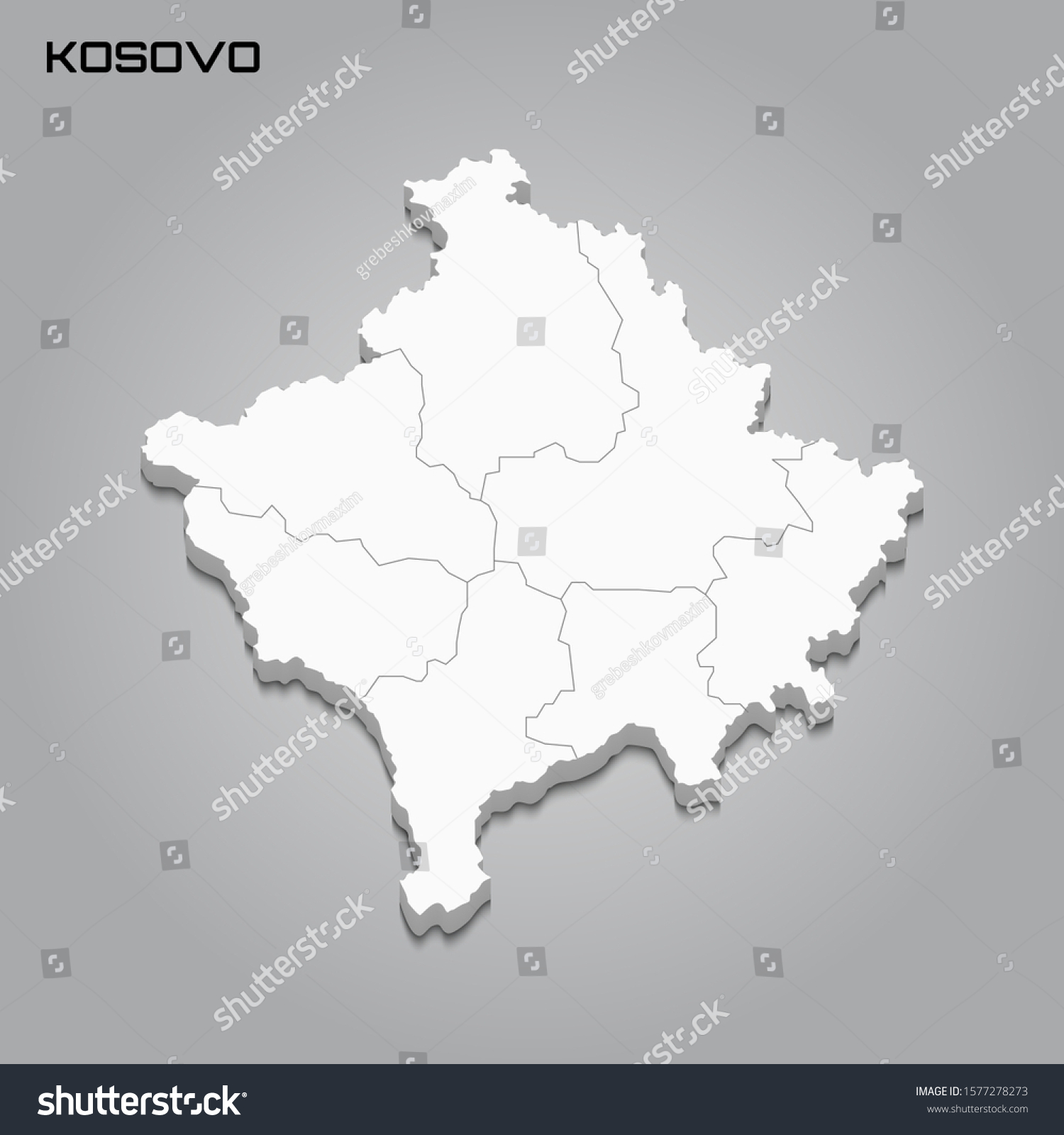 Kosovo 3d Map Borders Regions Vector Stock Vector (Royalty Free ...