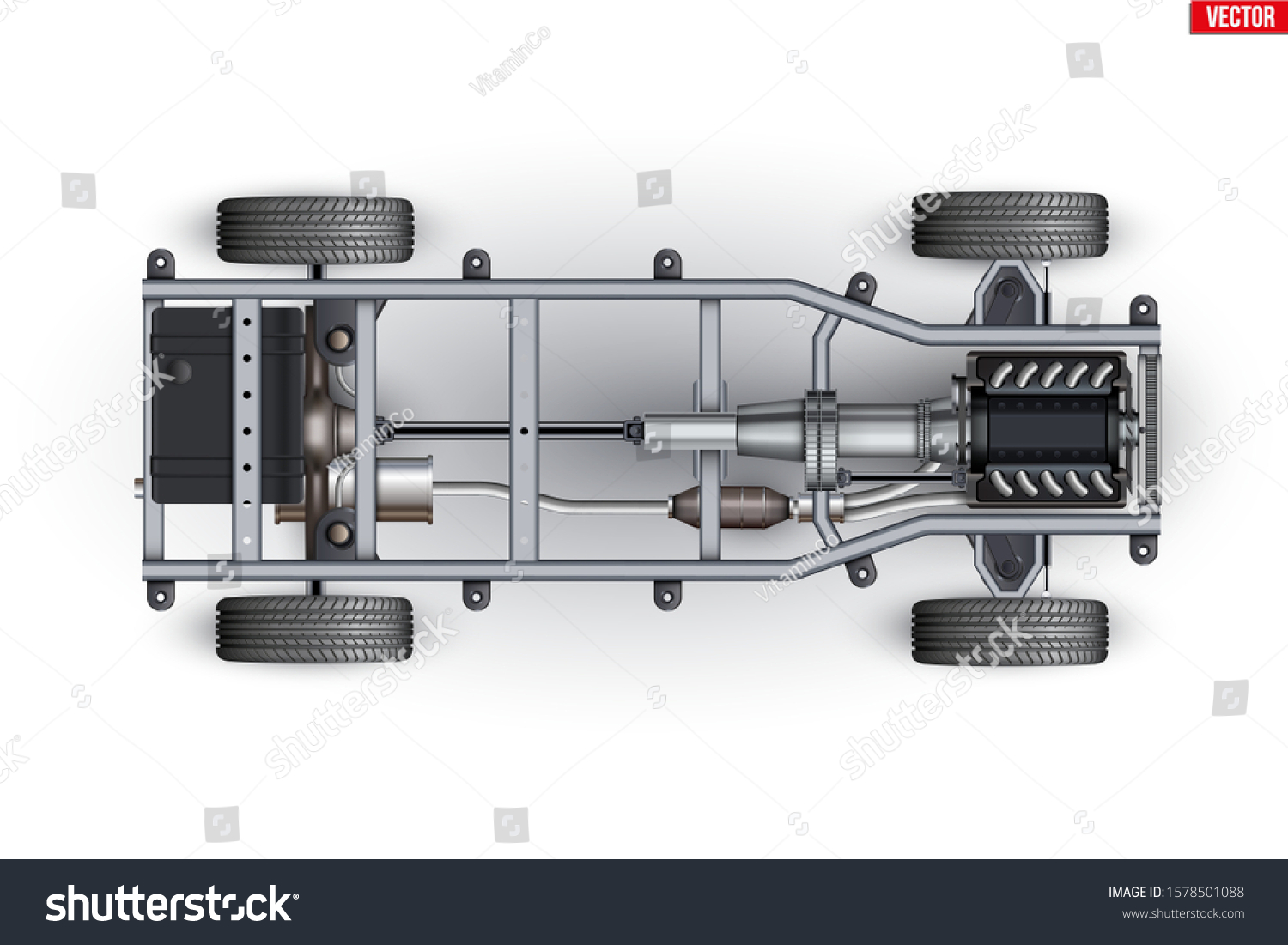 Car Frame Chassis Vehicle Frame Engine Stock Vector (Royalty Free