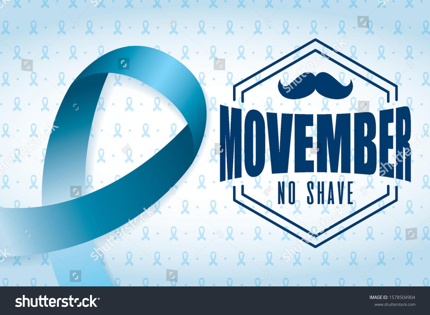 Movember Celebration Card Ribbon Mustache Vector Stock Vector (Royalty ...