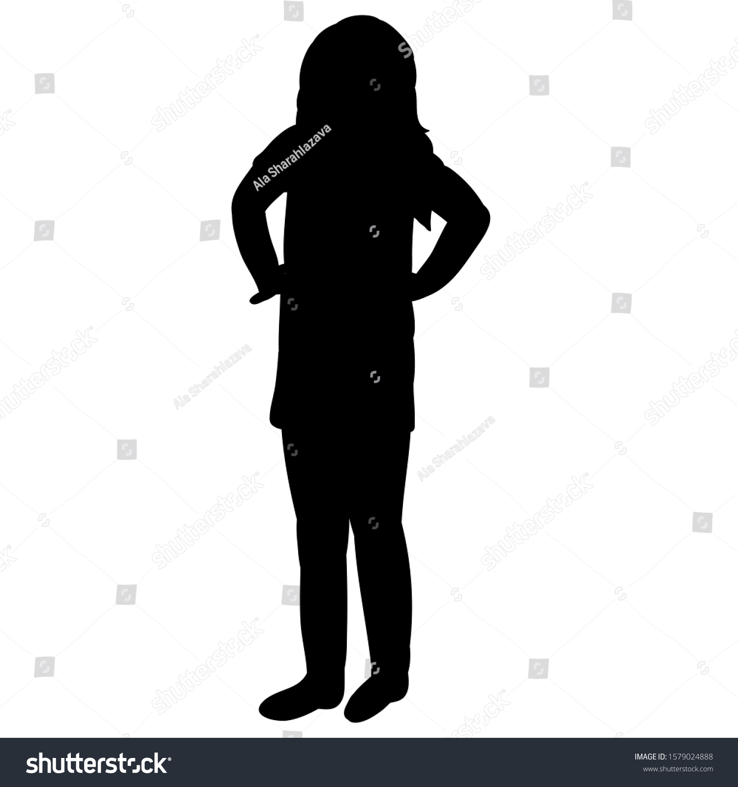 Vector White Background Black Silhouette Child Stock Vector (Royalty ...