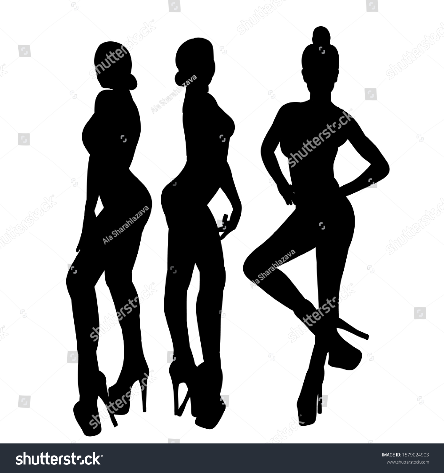 Set Silhouettes Sexy Girls Stock Vector Royalty Free 1579024903