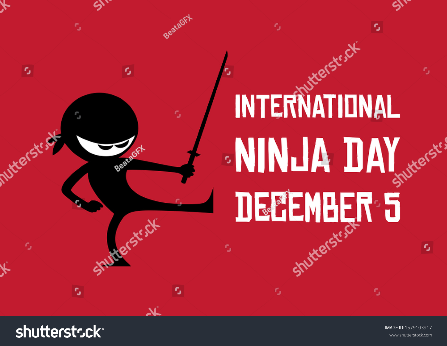 International Ninja Day Illustration Ninja Cartoon Stock Illustration