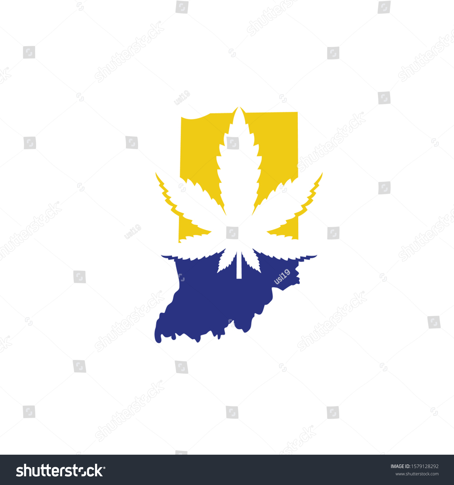 Indiana Map Cannabis Leaf Logo Vector Stock Vector (Royalty Free ...